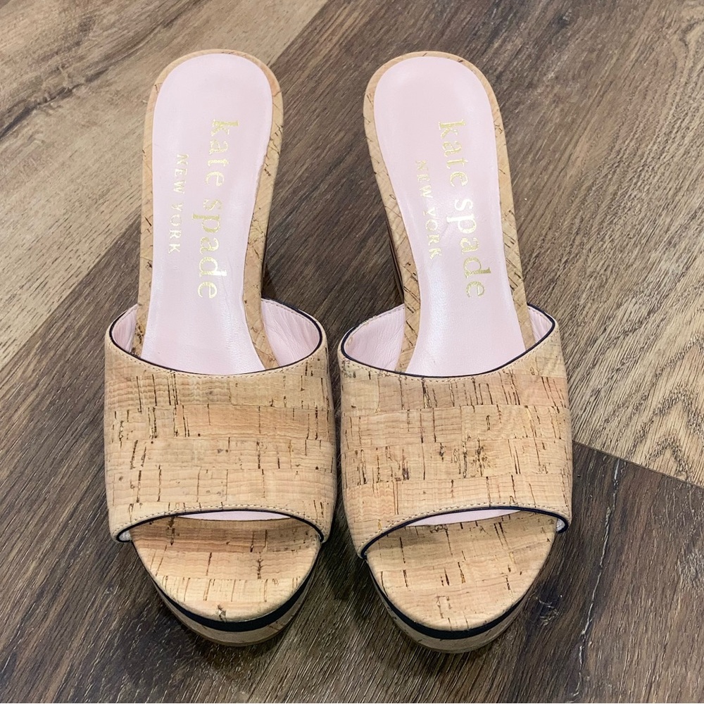 Kate Spade New York Penelope Cork Wedges Shoes Heels Spring Summer Easter Size 9 - Picture 4 of 10